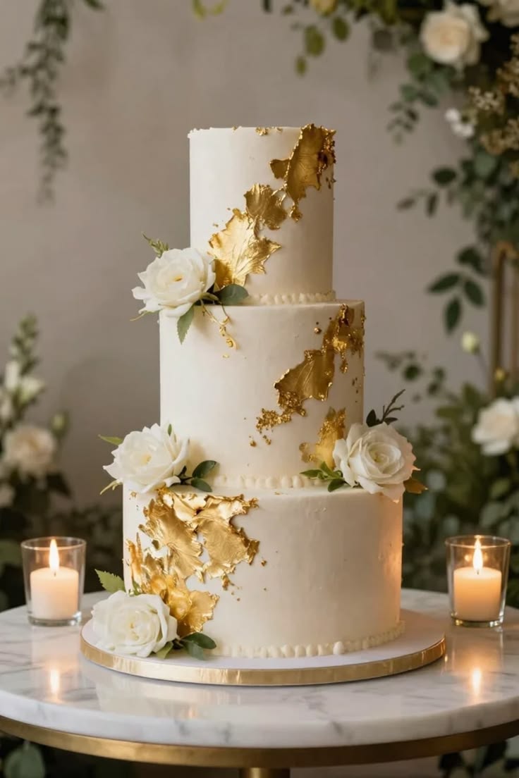 Gold Leaf Wedding Cake
